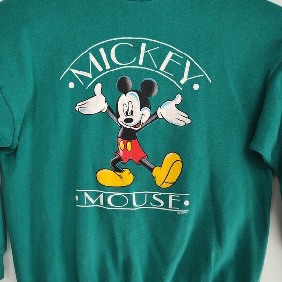 VTG Mickey Unlimited Mickey Mouse Print Pullover Sweatshirt Women's XL Green - Picture 6 of 12